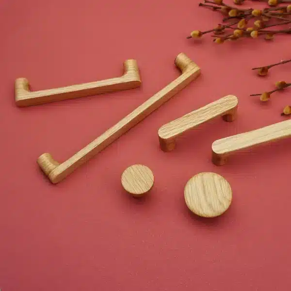 Solid Wooden Cabinet Handles Oak Kitchen Cupboard Door Pulls Black Walnut Drawer Knobs Modern Wardrobe Pulls Furniture Hardware