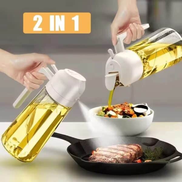 1-2PCS 2in1 Olive Oil Dispenser Bottle 500ml Plastic Oil Sprayer Cooking Oil Spray Tank BBQ Baking Picnic Kitchen Tools for Home by COMFYCLICK