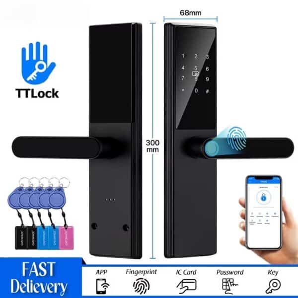 Bluetooth Fingerprint Door Lock TTLock App Code Card Key Touch Screen Smart Door Lock Security Digital Electronic Lock For Home by COMFYCLICK