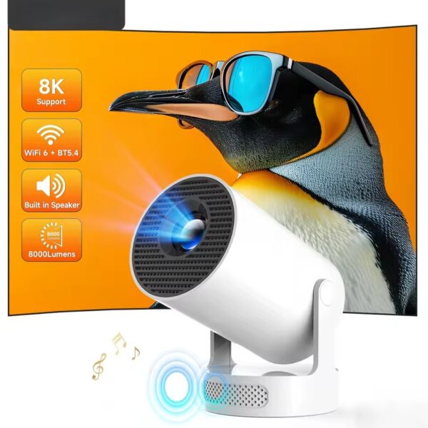 Projector Android 14 8K 1280*720P HY300 Pro + Dual Wifi 290ANSI 180°flexible BT5.0 Cinema Outdoor Portable Projector by COMFYCLICKS