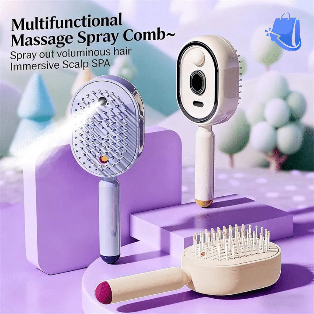 Scalp Massager Comb with Spray and Self Cleaning - Image 2